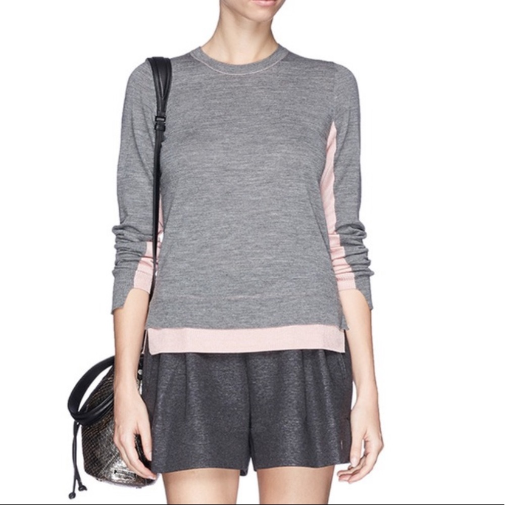 Rag & Bone Nadine Crewneck Sweater in Gray / Pink